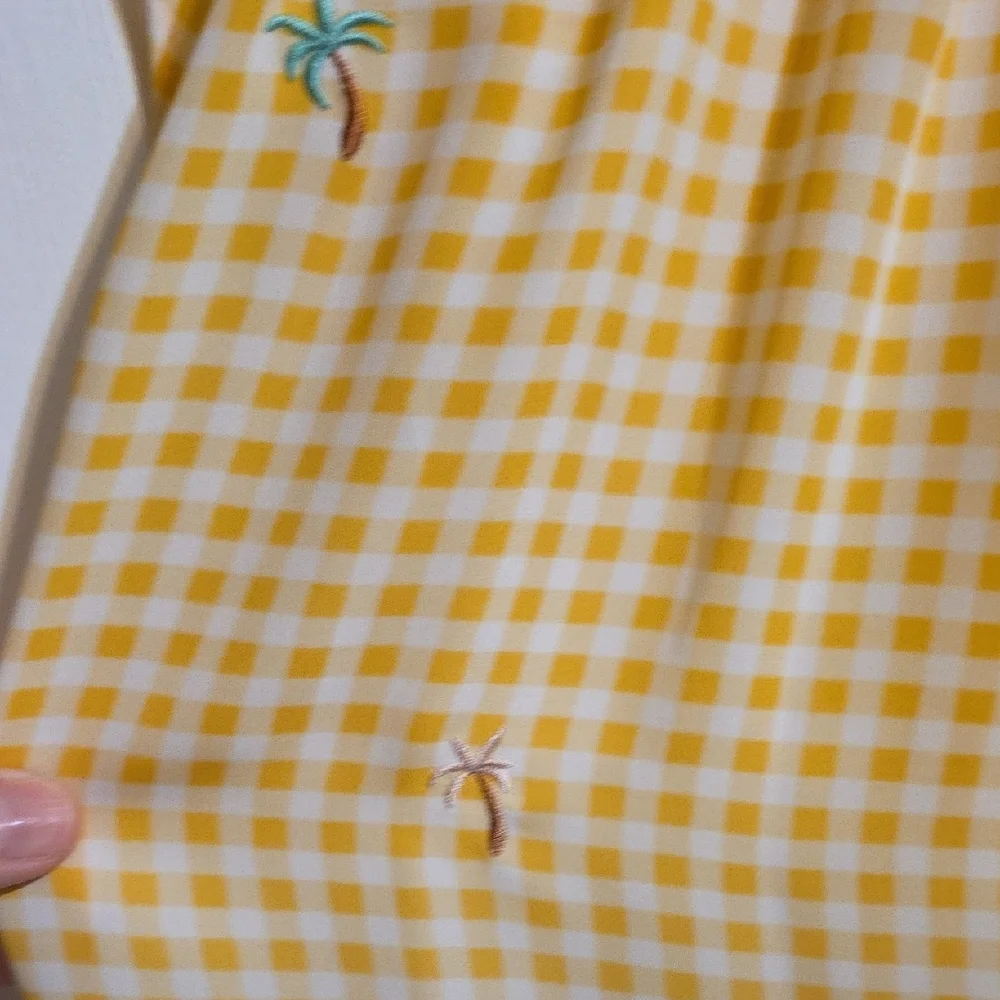 LC Lauren Conrad Smocked Cap Sleeve Blouse in Yellow and White - Picture 3 of 8